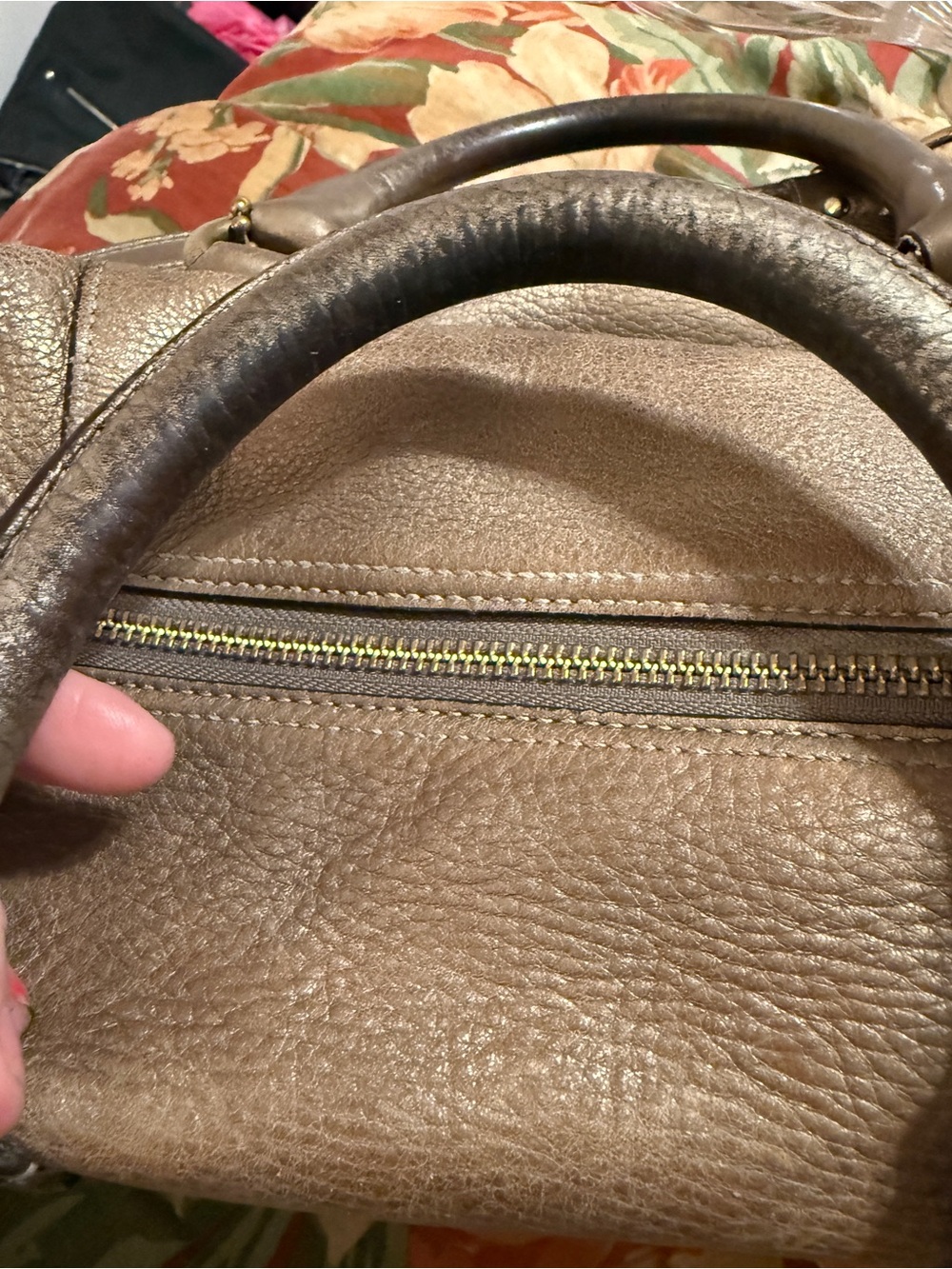 Coach Bronze Leather Shoulder Handbag with Gold Hardware - Picture 8 of 13